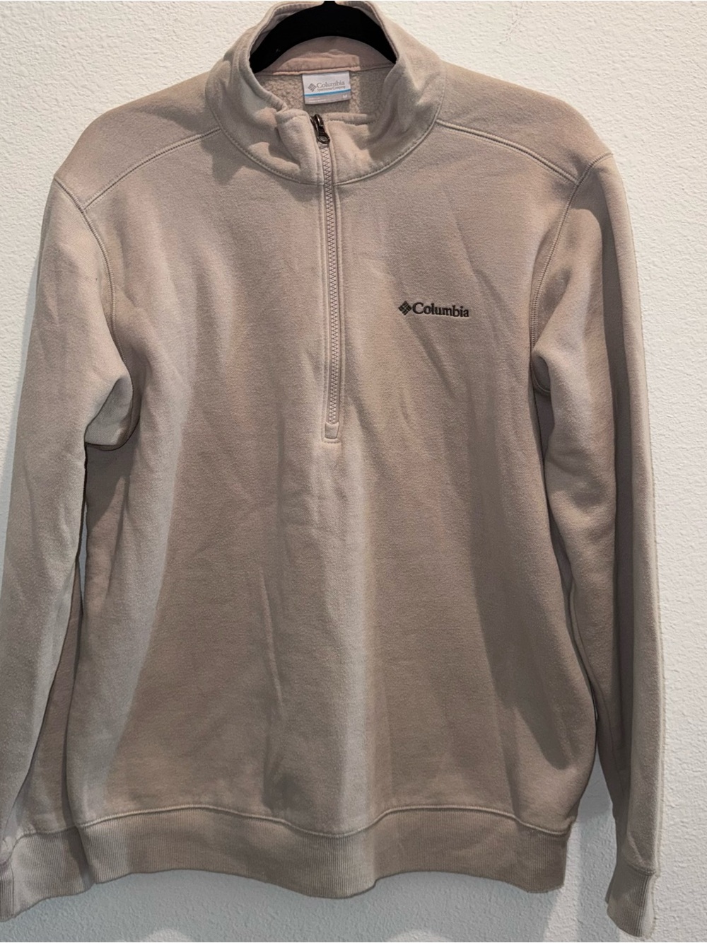 Columbia Men's Light Beige Quarter-Zip Fleece Pullover
